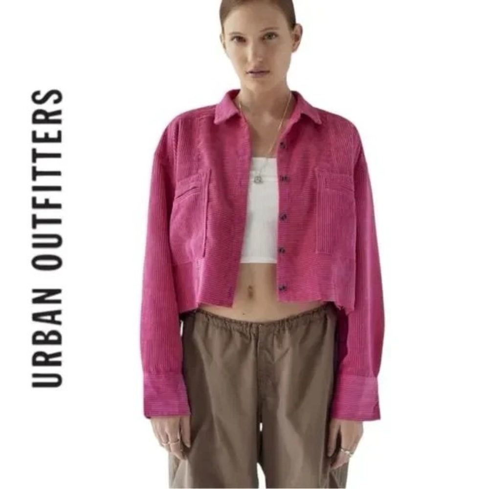 Urban Outfitters BDG Rodney Pink Corduroy Cropped Button-Down Shirt NWT